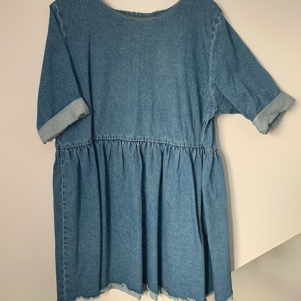 ASOS Denim Smock Dress in Light Blue